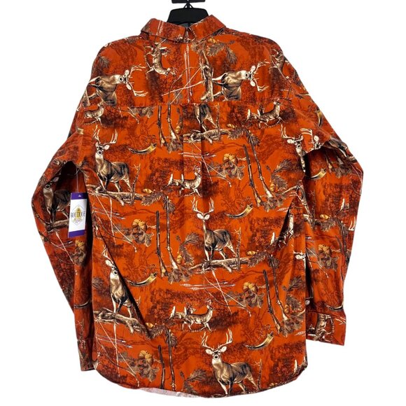 North River Outfitters M Orange Shirt Long Sleeve Button Up Buck Gun Arrows Camo - Picture 2 of 13